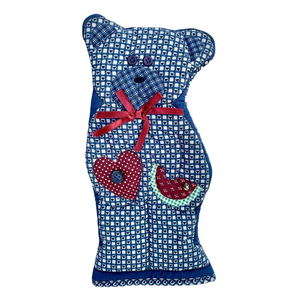 Vintage Patchwork Quilted Country Bear Oven Mitt Country Core Grandma Core